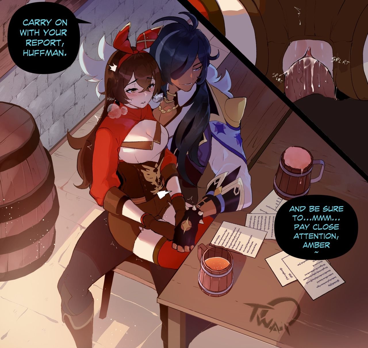 ThiccwithaQ / Nyantcha - Amber NTR with Kaeya (Genshin Impact) English image number 2