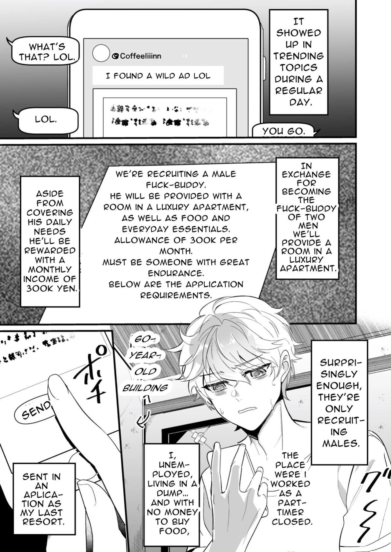 Cumsqueezed By Two Naughty Guys  Ecchi na Onii-san Futari ni Shiboritoraresou desu image number 1
